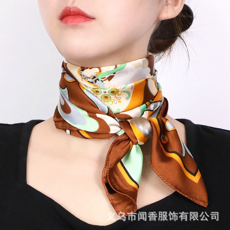 70 Square Scarf Mother's Autumn and Winter Four Seasons Decorative Scarf Dunhuang Kweichow Moutai Printed Scarf Art Retro Versatile Item