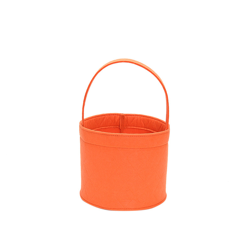 Korean Style Popular Felt round Small Bucket Bag Women's Bag 2023 Spring Fashion Sweet Rhombus Embossed Handbag