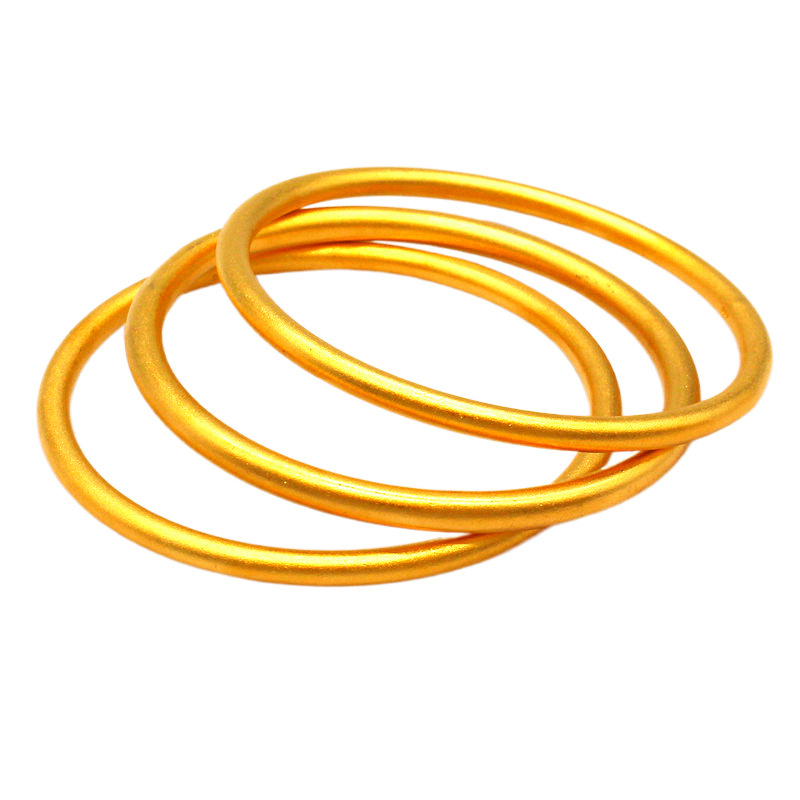 抖音直播爆款货源沙金古法传承金色素圈磨砂手镯女 闭口4mm首饰