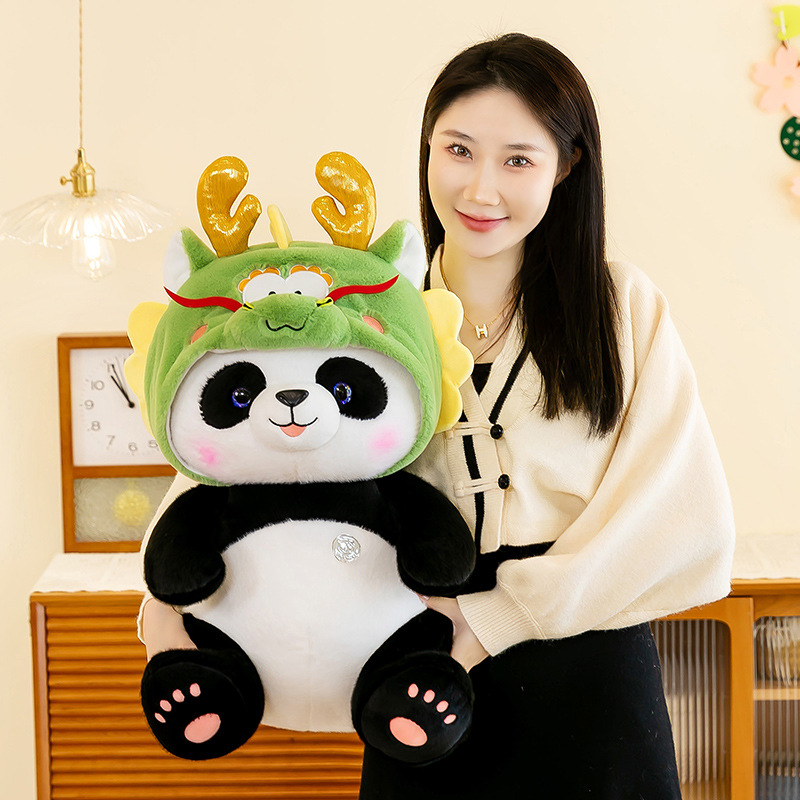 Panda Dragon Doll Plush Toys Panda National Treasure Sitting Style Doll Cute Panda Transformation Panda Pillow