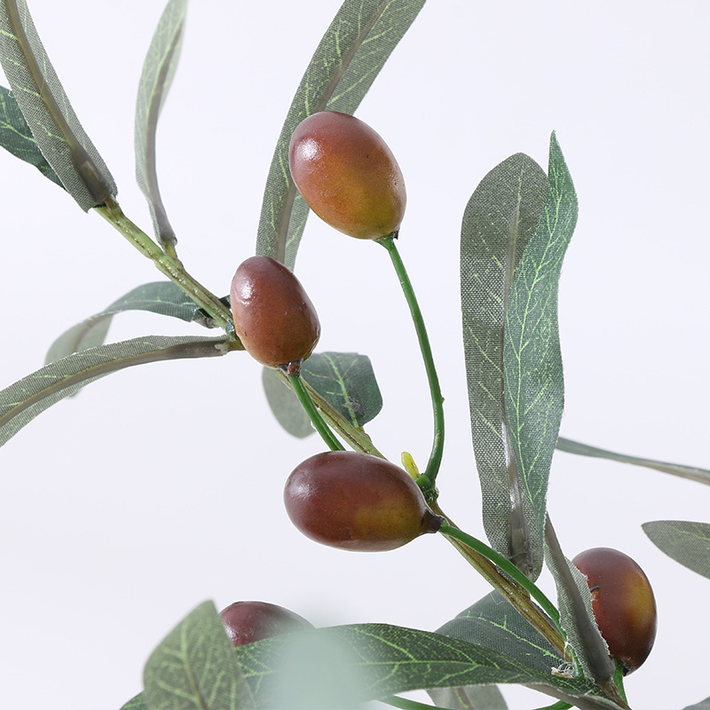 Artificial Green Plant Olive Branch 4 Fork with Fruit Olive Branch Fake Branch Wedding Home Photography Props Flower Arrangement Material Decoration