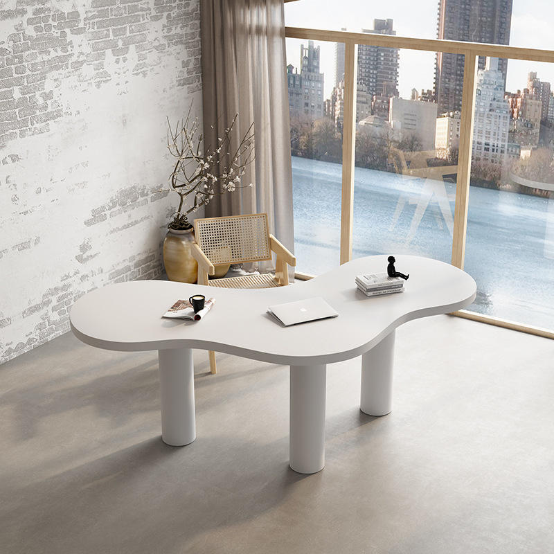 北欧实木设计师书桌轻奢现代简约弧形台式电脑桌老板桌异形办公桌
