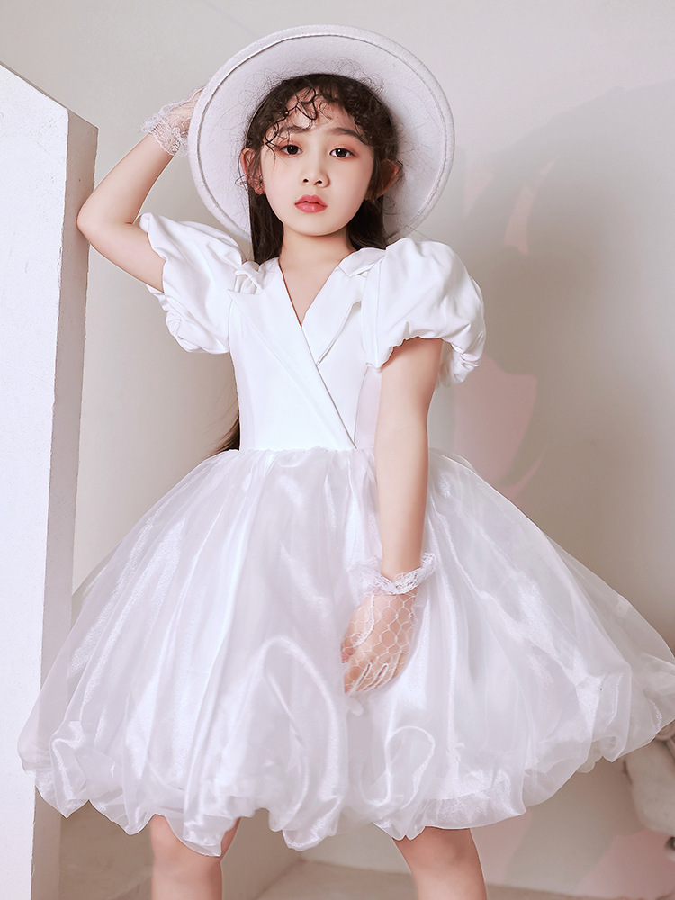 公主蓬蓬裙男女童表演服白色诗歌朗诵儿童小军童装男童警常服夏装套装