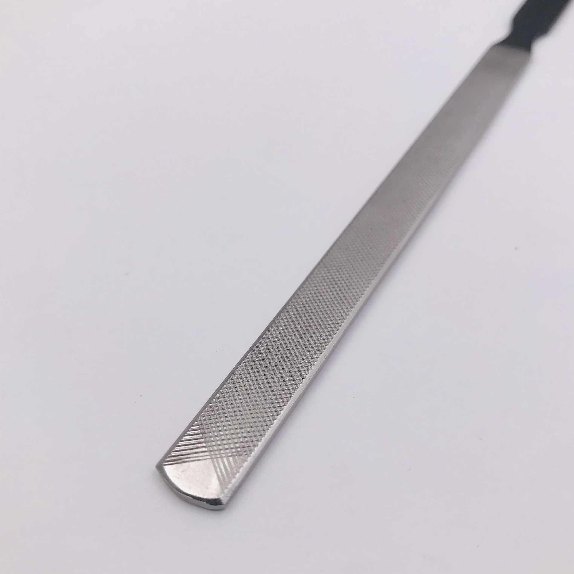 180加长修甲两面指甲锉 不锈钢喷漆黑色柄加厚修脚锉刀美甲工具