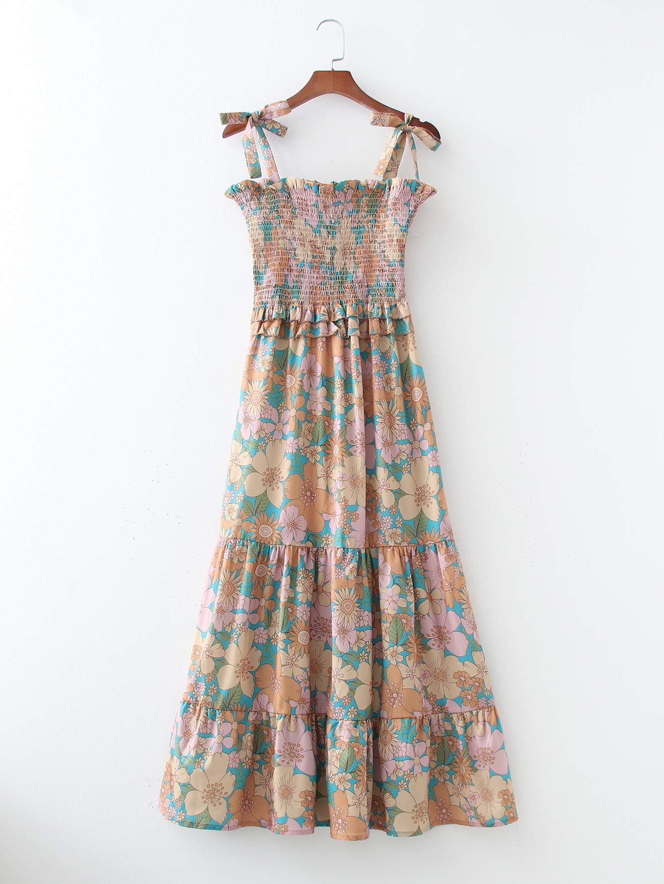 2021春季跨境女装松紧裹胸式吊带连衣裙长裙 -阿里巴巴