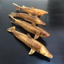 木质海豚 仿真鲨鱼木头动物木制鱼工艺品木头摆件儿童玩具批发