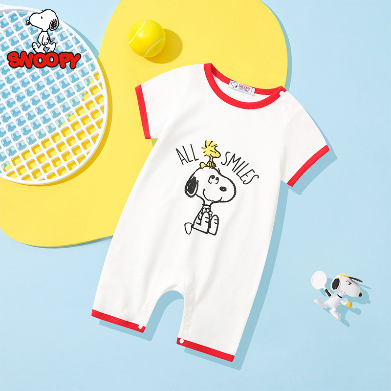 史努比童装儿童短袖连体睡衣男童春夏季哈衣女童哈衣婴儿棉质衣服