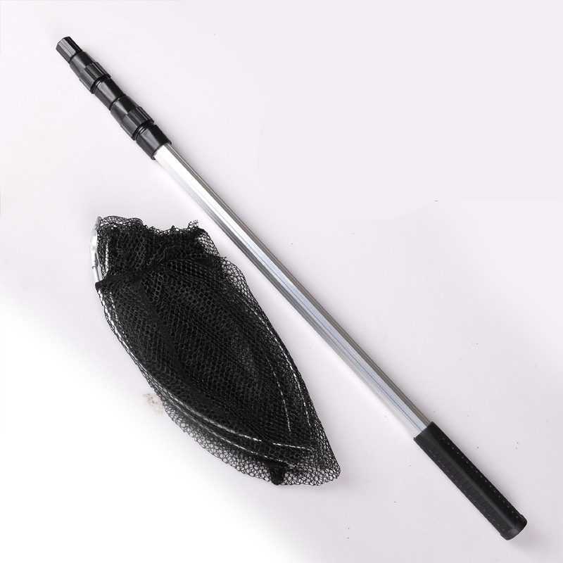 铝合金抄网短节飞抄迷你小抄网不锈钢折叠头捞鱼网伸缩杆钓鱼用品