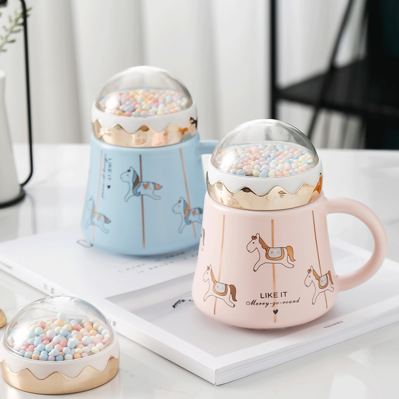 卡通旋转木马陶瓷杯 创意星球马克杯伴手礼杯子办公室水杯礼品杯