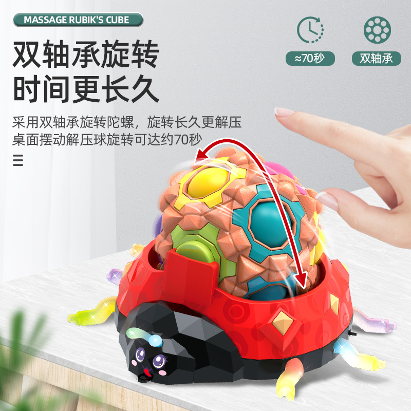 Cross-Border LADYBIRD Luminous Fingertip Rotating Decompression Decompression Handheld Roller Massage Cube Scooter Toy