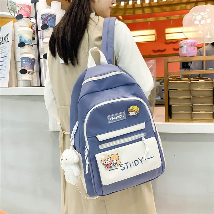 2022 Spring and Summer New Junior High School Student Campus Large Capacity Contrast Color Schoolbag Girls Leisure Travel Backpack Wholesale