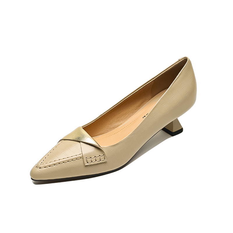 四季通勤正装女鞋2024春夏季新款鞋子尖头细跟中跟鞋简约浅口单鞋