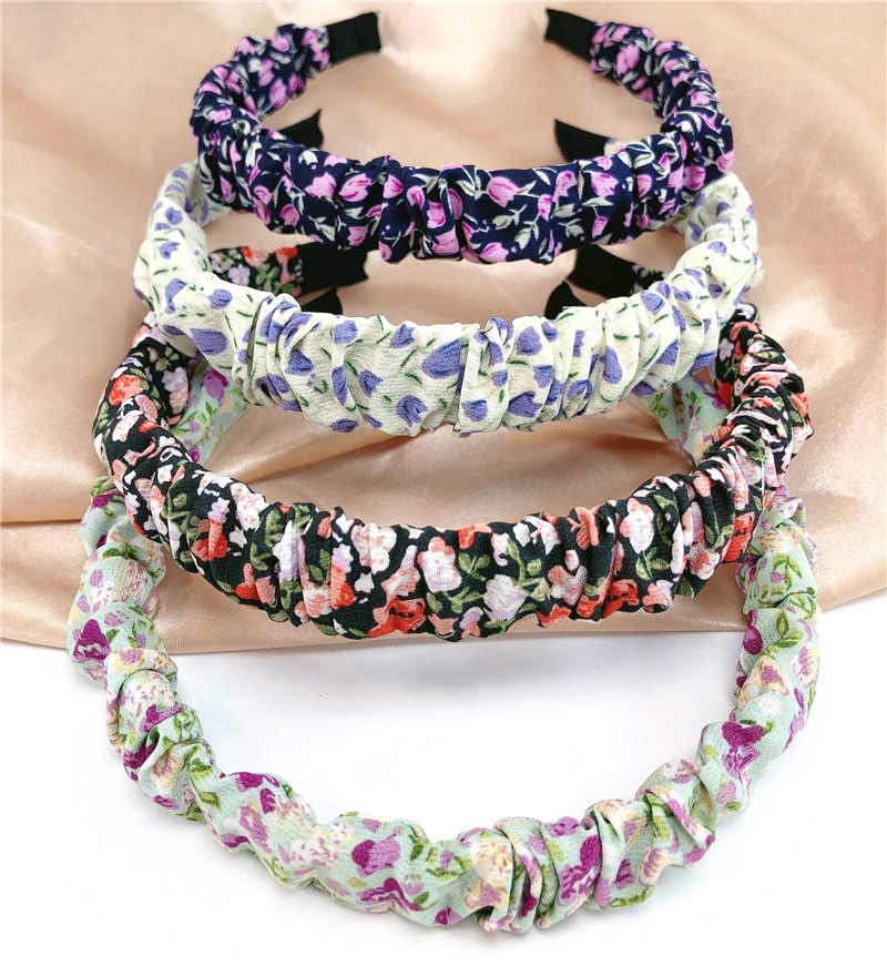 Korean Retro Ins Floral Pleated Fabric Headband Super Fairy out Female Fresh Headband Internet Celebrity Headband Hair Accessories