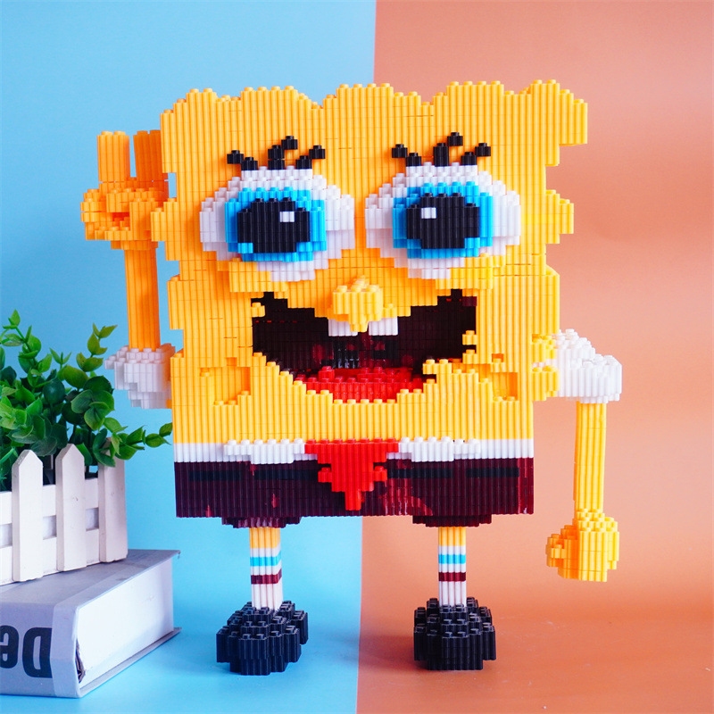 乐森串联海绵宝宝派大星积木小颗粒男孩女拼装儿童益智高难度玩具