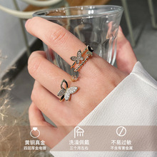 韩国设计感14k金微镶蝴蝶指环个性ins风简约高级感戒指女小众批发