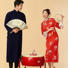 影楼拍照主题服装新款重工复古旗袍中国风东方新娘婚礼红色敬酒服