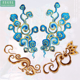 舞台演出服刺绣牡丹布贴熨烫贴花复古风补丁贴时尚衣服绣花片补贴