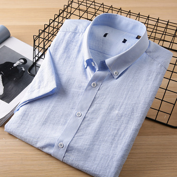 品牌撤柜短袖衬衫男 商务休闲上衣男生时尚冰丝抗皱男士半袖-阿里巴巴