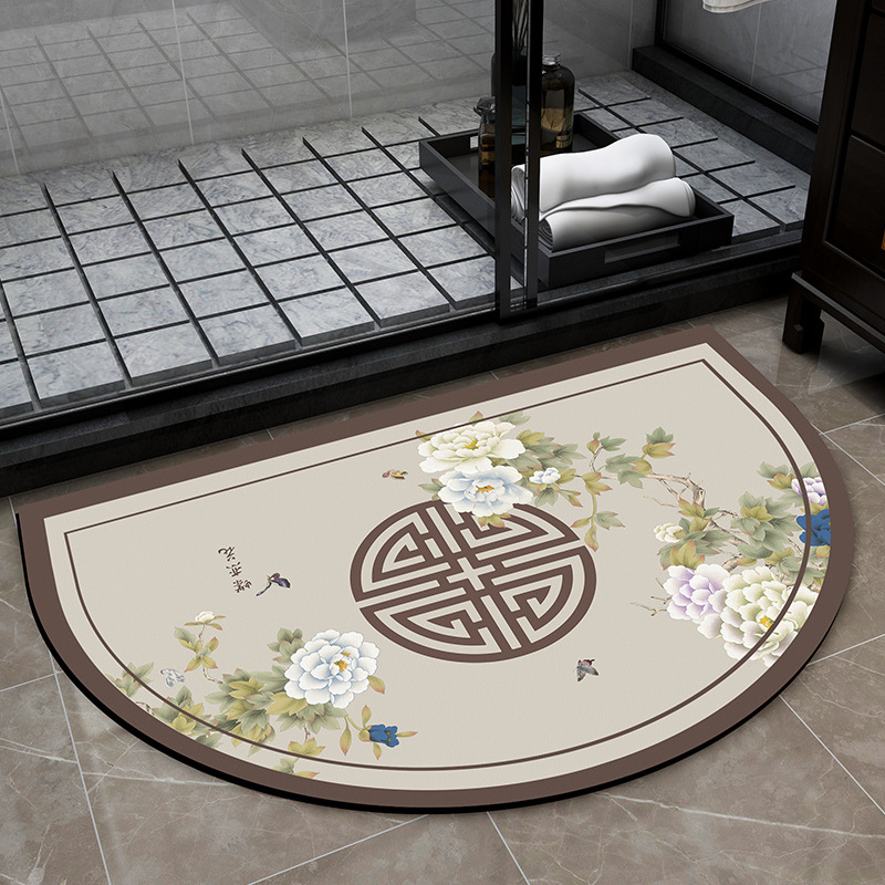 Wholesale Semicircle Bathroom Door Absorbent Carpet Floor Mat Household Bathroom Entrance Mat Quick-Drying Non-Slip Mat