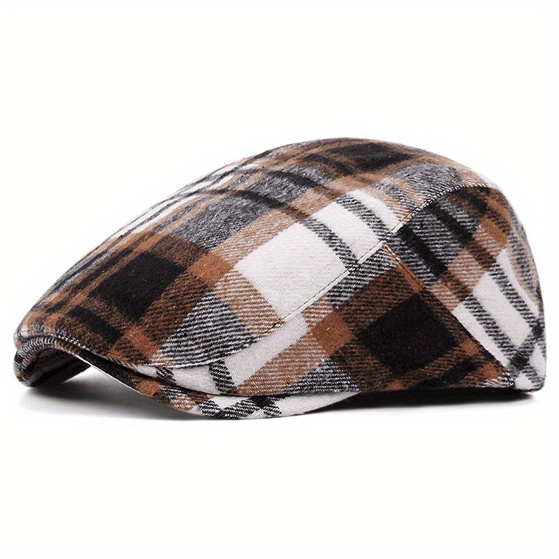 plaid beret men‘s and women‘s spring and autumn new peaked cap british retro advance hats painter hat