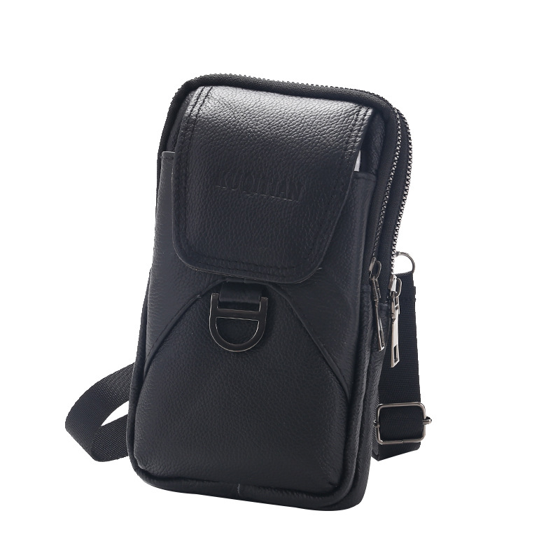 Mobile Phone Bag Waist Bag Men's Cowhide Phone Case Men's Belt Bag Elderly Wear Belt Work Site Mobile Phone Bag Wholesale