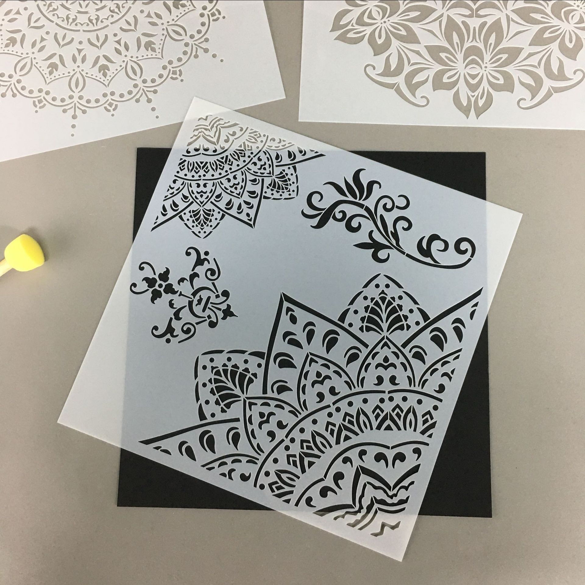 亚马逊跨境电商曼陀罗镂空绘画模板居家装饰喷花模墙绘喷画模板