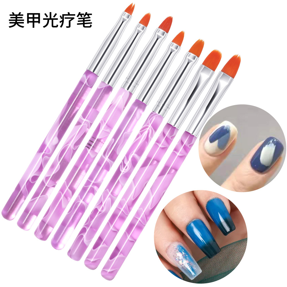 282 7 pcs hailang rod uv pen carved pen round head uv pen painted gradient coloring pen manicure implement