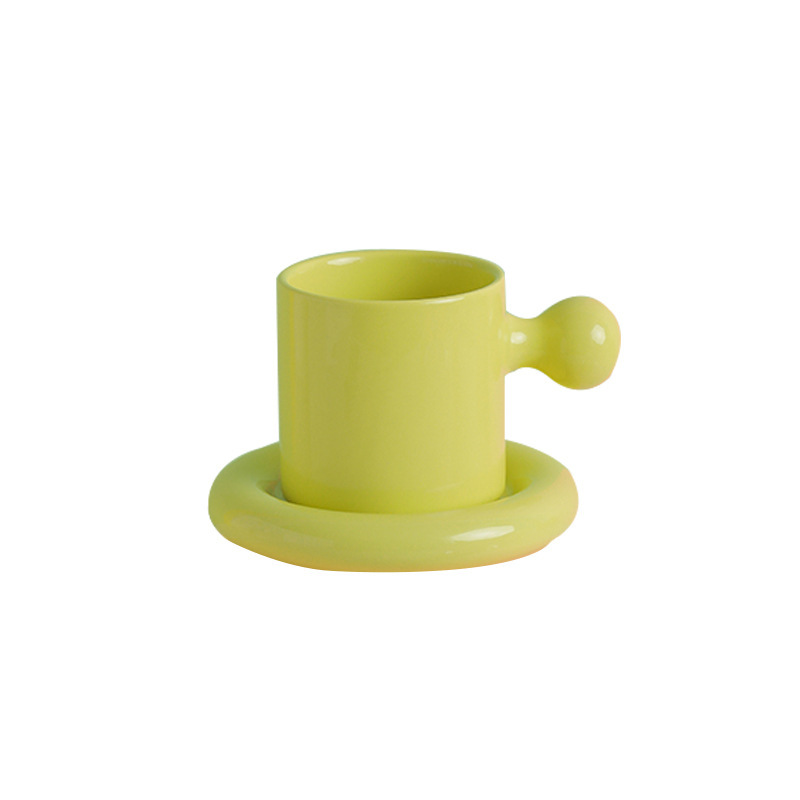 Nordic Instagram Style Creative Vitality Ceramic Cup Mug with Mop Tray Set Coffee Cup Afternoon Tea Cup Dish