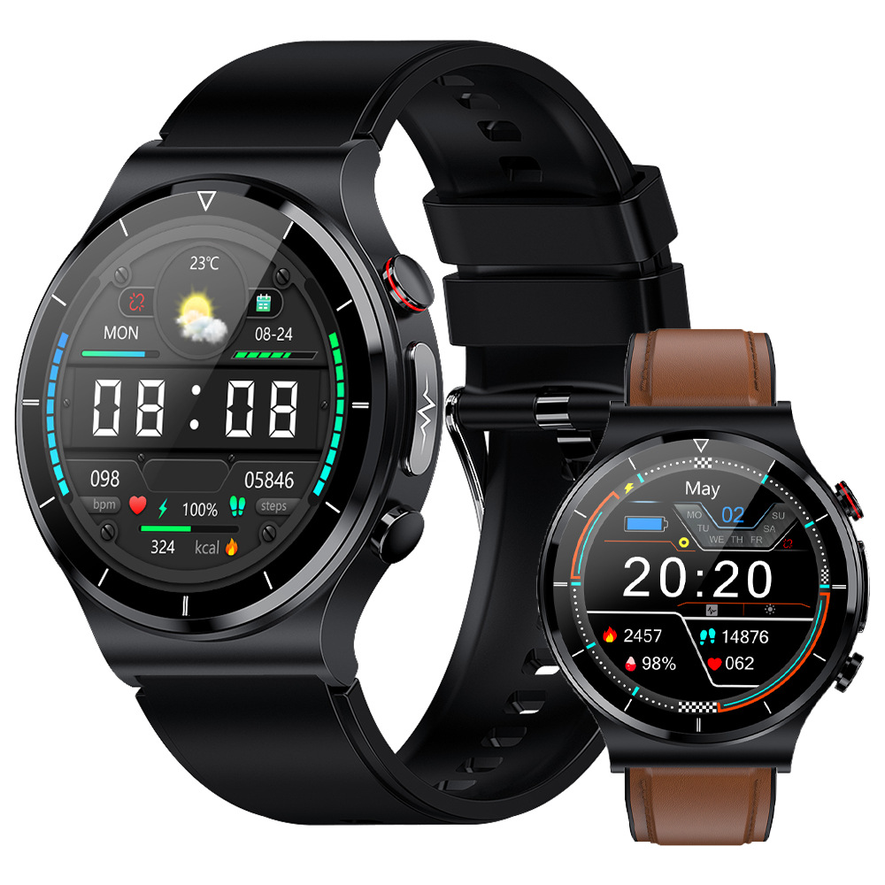 e88智能手表 新款体温心电图血压血氧心率检测无线充电子运动计步-阿