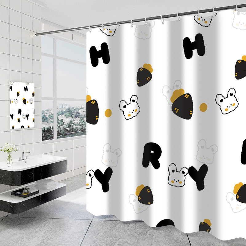 Digital Printing Shower Curtain Factory Wholesale Thickened Polyester Fabrics Printing Shower Curtain Cartoon Waterproof Shower Curtain Factory Direct Supply