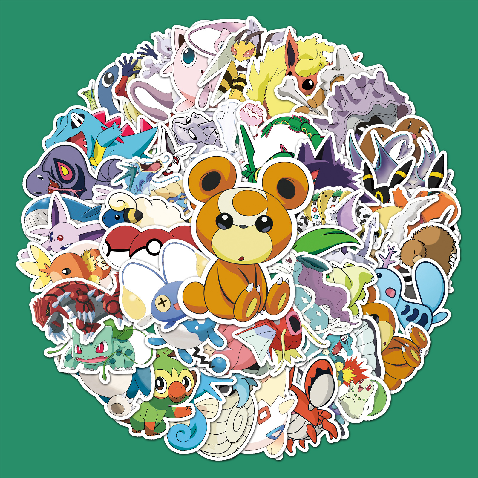 50张神奇宝贝涂鸦贴纸 卡通日漫diy笔记本滑板水杯行李箱贴纸防水