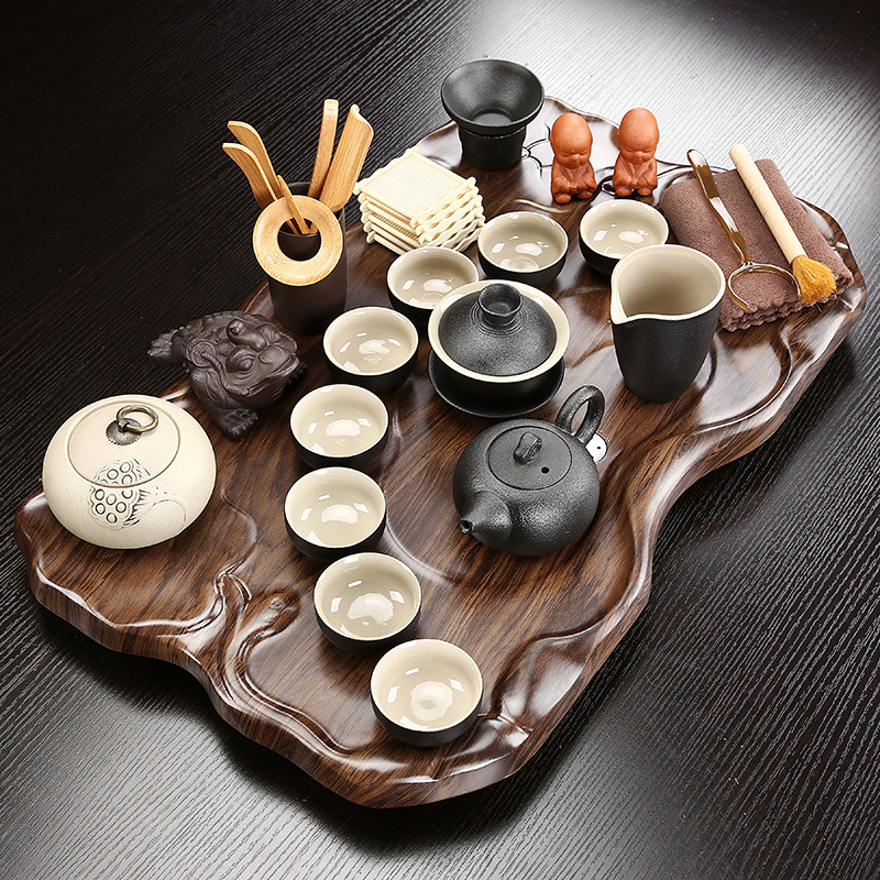 紫砂茶具套装小套分体简约茶盘沥水托盘茶台功夫陶瓷茶杯整套茶海
