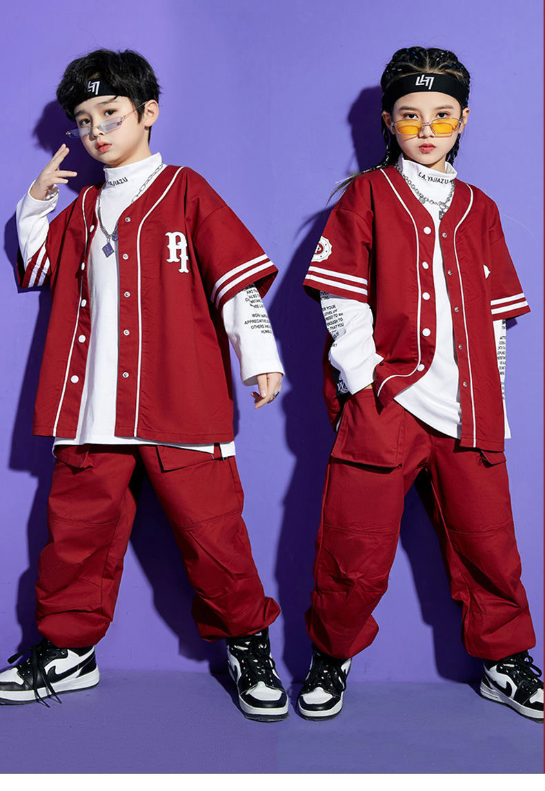 儿童街舞服装嘻哈hiphop棒球服套装男童少儿街舞爵士舞演出服女童