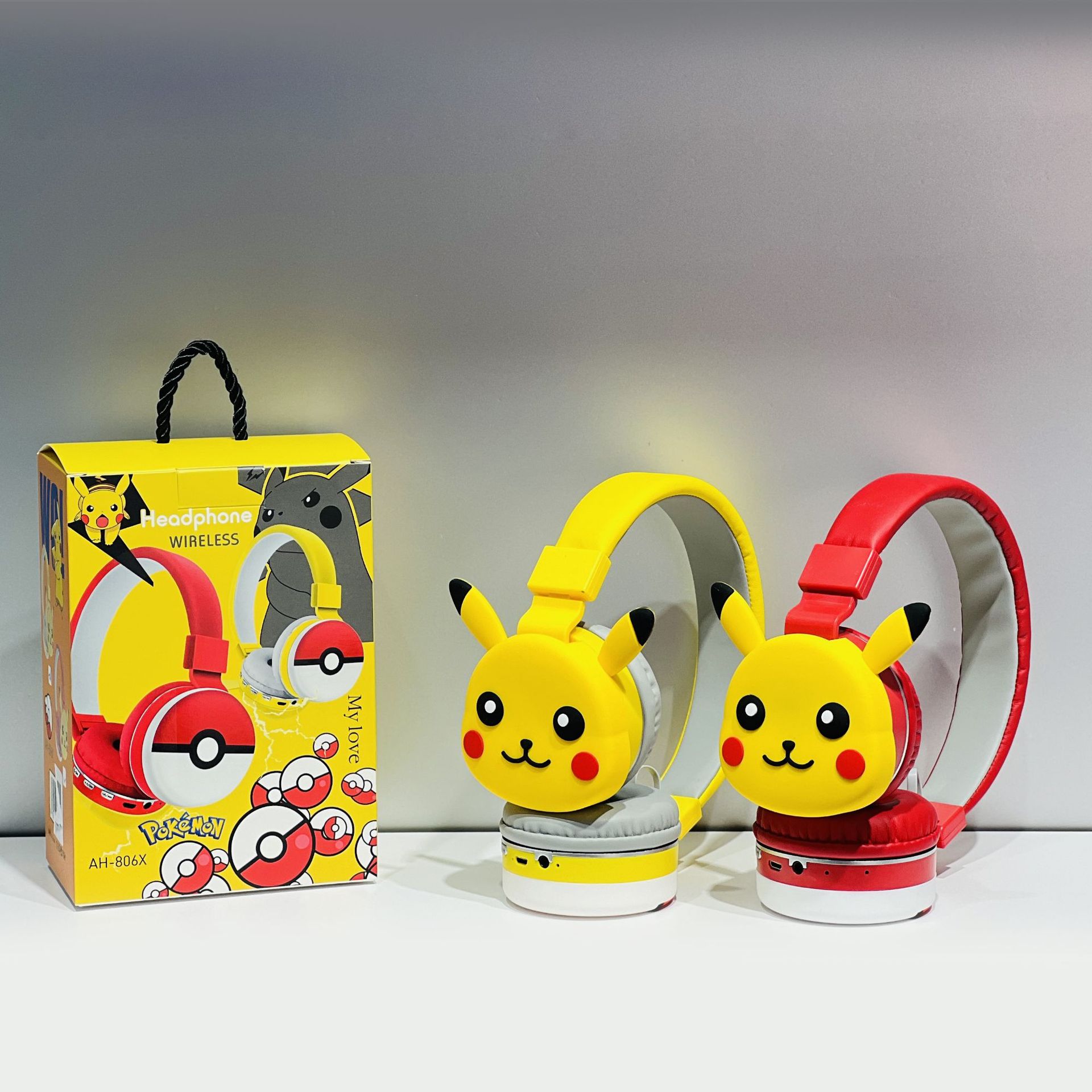 New Cartoon Headset Bluetooth Headset Pikachu Children's Creative Gift Collapsible Anime AH-806X