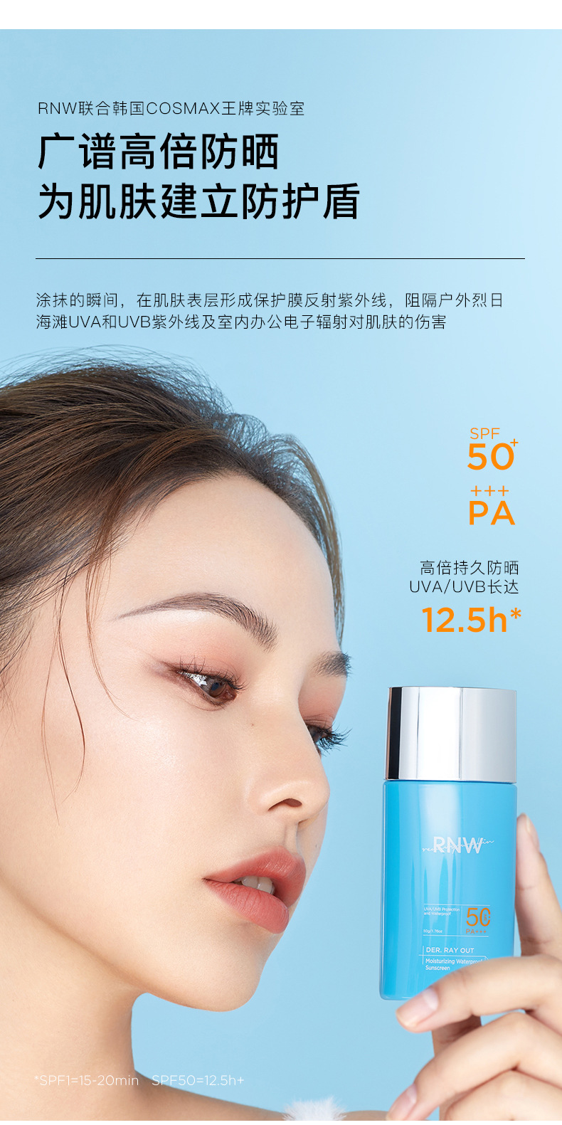 【新品爆款现货】rnw防晒霜/如薇水感防水防晒乳/面部防晒隔离