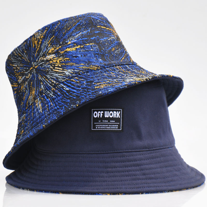 街头潮牌户外出游渔夫帽藏青色防晒遮阳双面戴帽子男女夏跨境电商