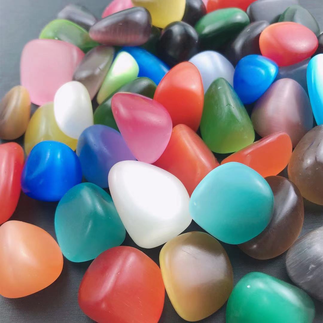 水晶原石随型彩色猫眼石大颗粒裸石糖果色原石抛光大颗粒厂家批发