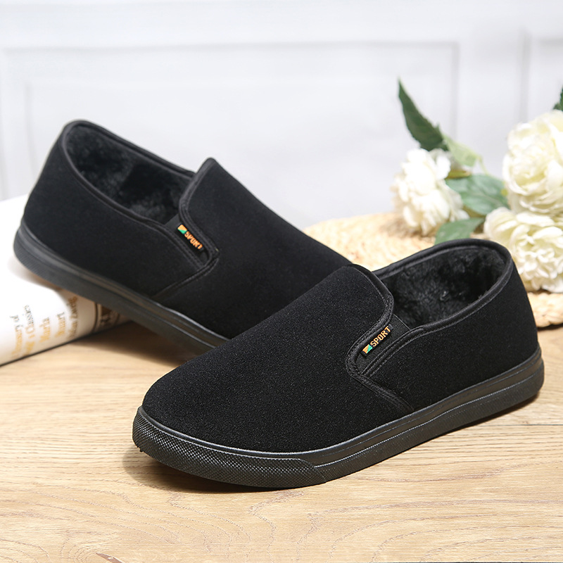 3153 Cotton Old Beijing Cloth Shoes Leisure Cloth Shoes Non-Slip Wear-Resistant Fleece-lined Black Cloth Shoes Pumps Tendon Bottom Breathable Dad