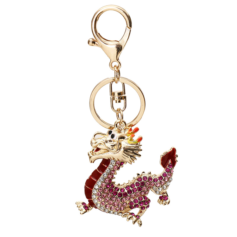 New Chinese Zodiac Diamond New Year Pendant Creative Chinese Wind Dragon Key Chain Customization Metal Dragon Car Accessories