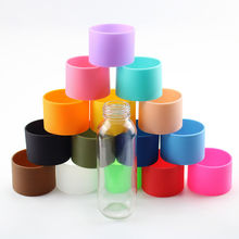 4TXN批发硅胶杯套隔热加厚耐磨直筒玻璃杯防烫水杯保护套6.5cm通