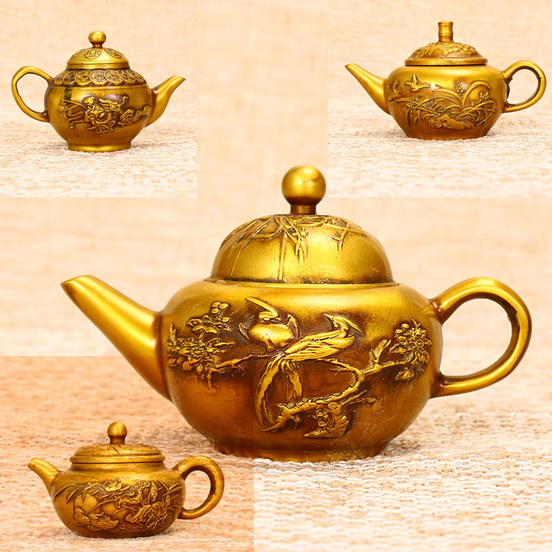 批发销售 古玩收藏 做旧仿古 金属铜制 小茶壶 家居装饰品摆件