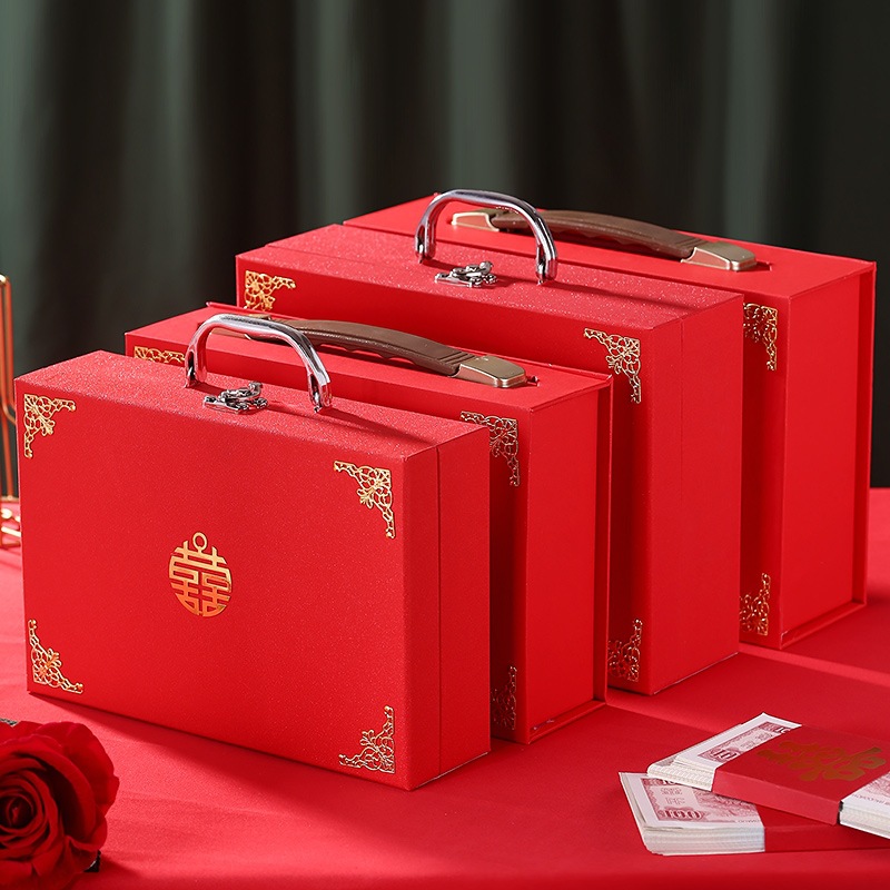 结婚喜糖盒回礼订婚礼盒伴手提糖果盒大空盒子礼金箱包装彩礼装钱