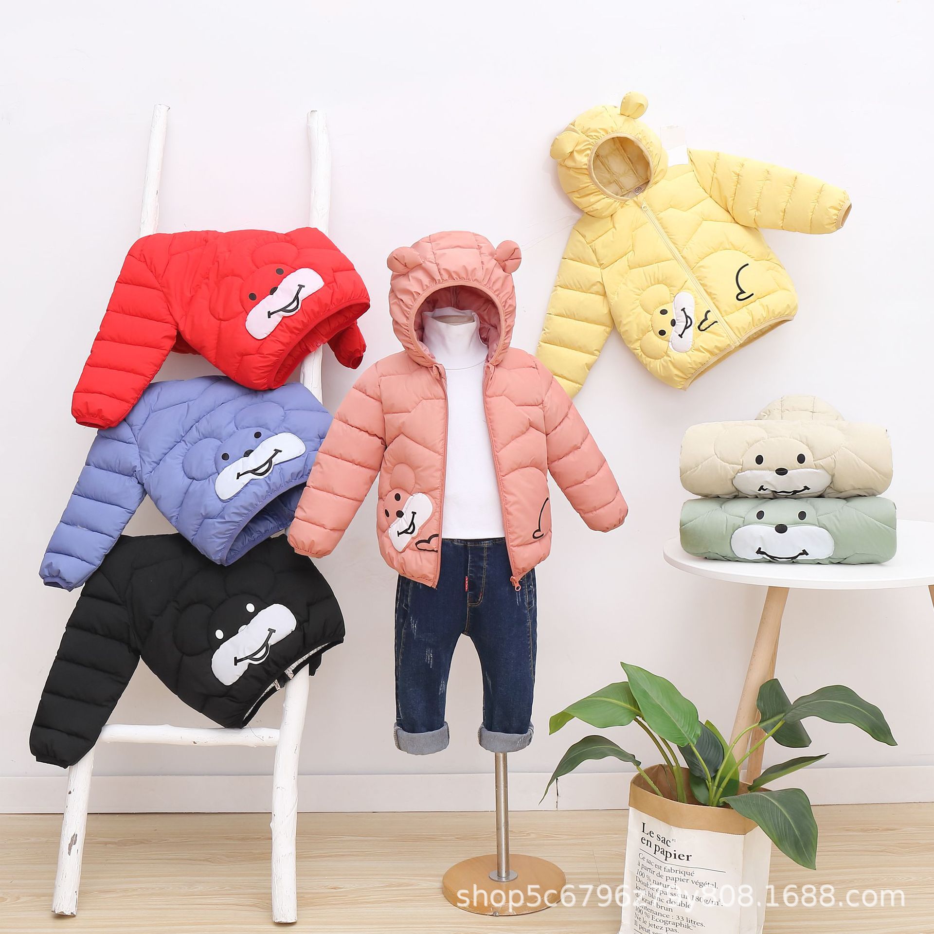 儿童秋冬棉服男女童连帽外套宝宝卡通可爱耳朵外套小童保暖棉袄