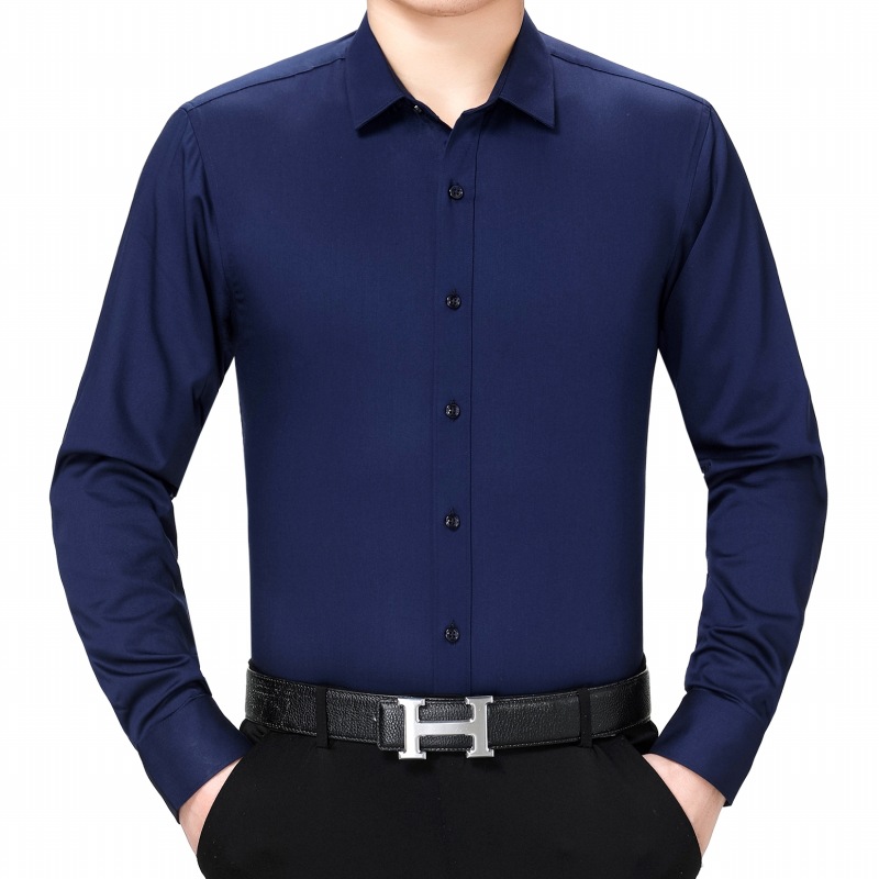 梦特骄男士衬衫春秋青中年职业百搭男装衬衣商务休闲免烫男式上衣