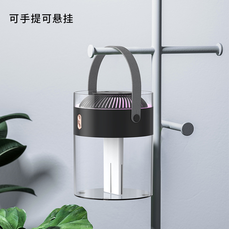 Double Spray Humidifier Household Heavy Fog Large Capacity Charging Office Bedroom Air Hydrating Seven-Color Ambience Light Wholesale