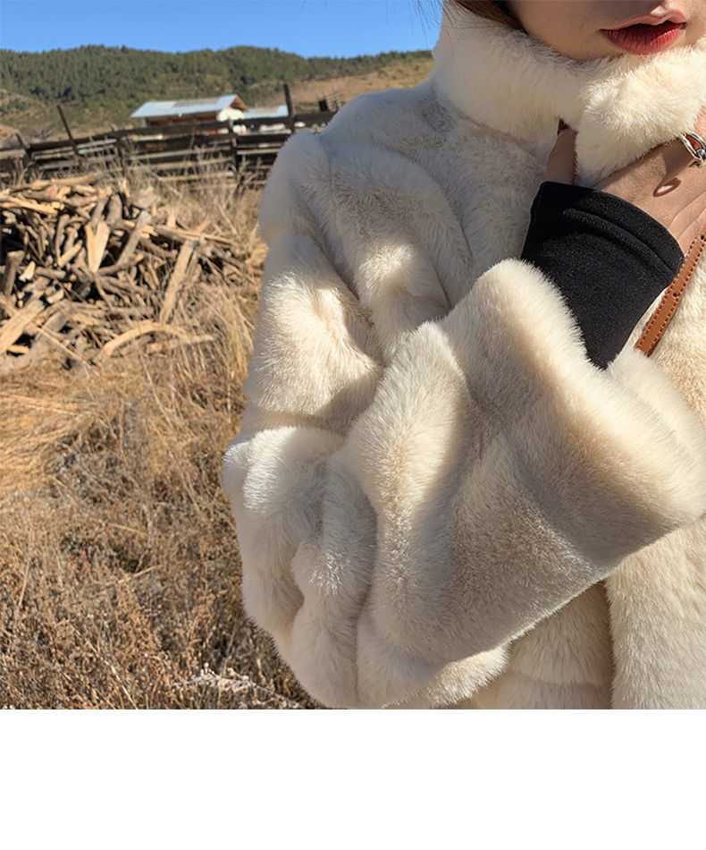 秋冬新款丹麦貂仿水貂绒皮草外套女宽松加厚皮毛一体休闲毛毛上衣