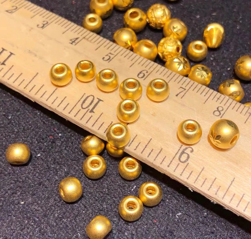 黄金999足金小金珠 纯金光面金豆豆3d硬金转运珠 diy配件串珠批发