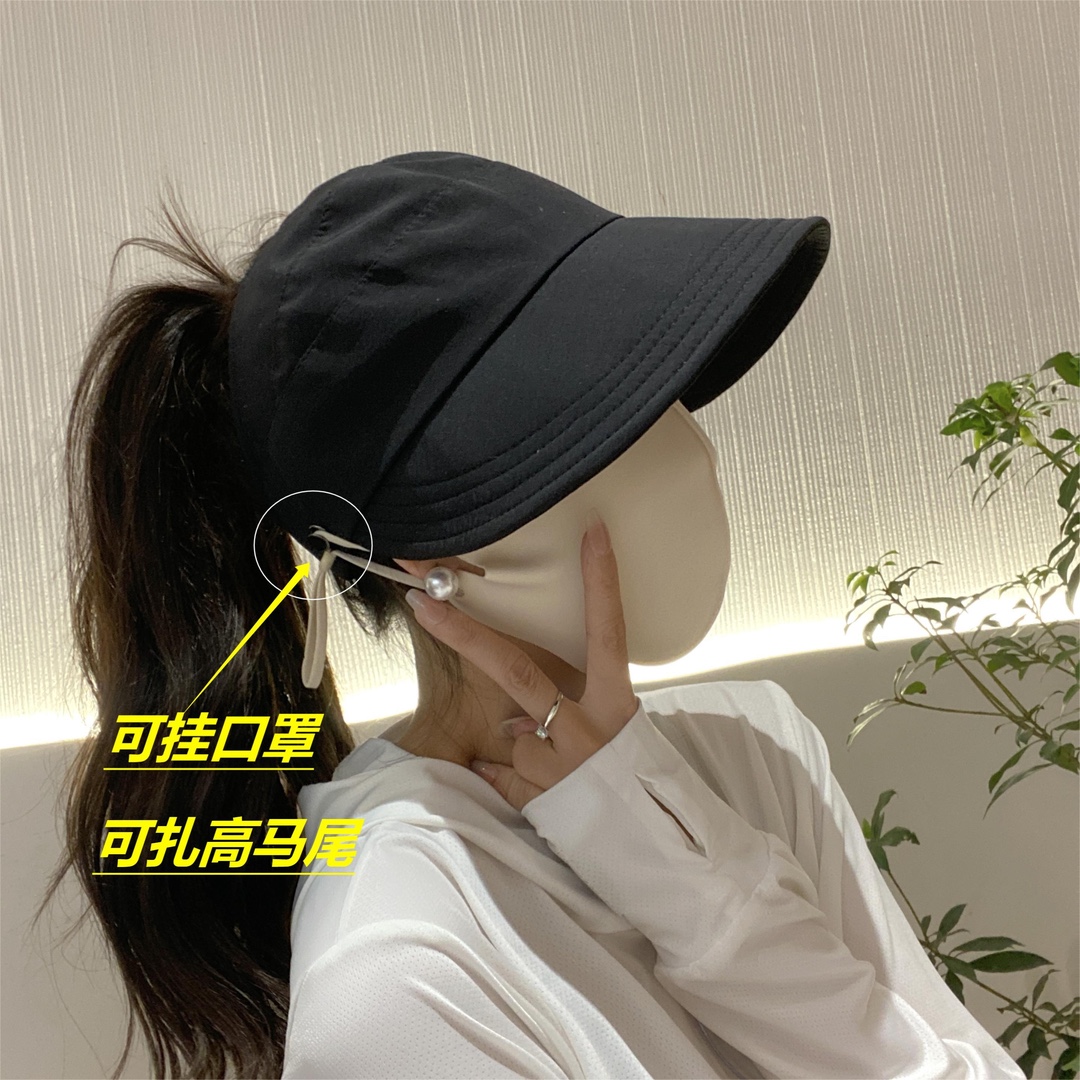 thin peaked cap empty top fisherman hat korean style fashionable high ponytail sun protection uv protection foldable women‘s hat