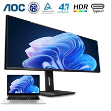 AOC 34英寸电脑液晶显示器 4K直面屏75Hz 升降旋转办公屏幕U34P2C