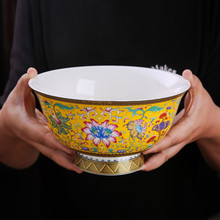 景德镇陶瓷珐琅彩饭碗10英寸高脚大碗汤碗面碗家用大号骨瓷拉面碗